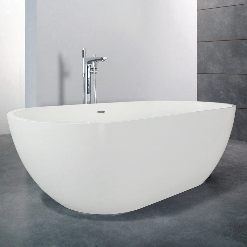 Magnus 132428 63" Algona Solid Surface Stone Resin Freestanding Bathtub