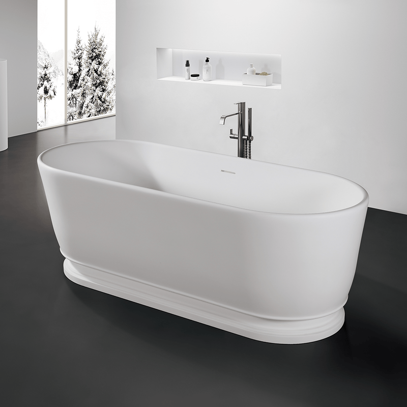 Magnus 137811 63" Vangeson Solid Surface Stone Resin Freestanding Pedestal Bathtub