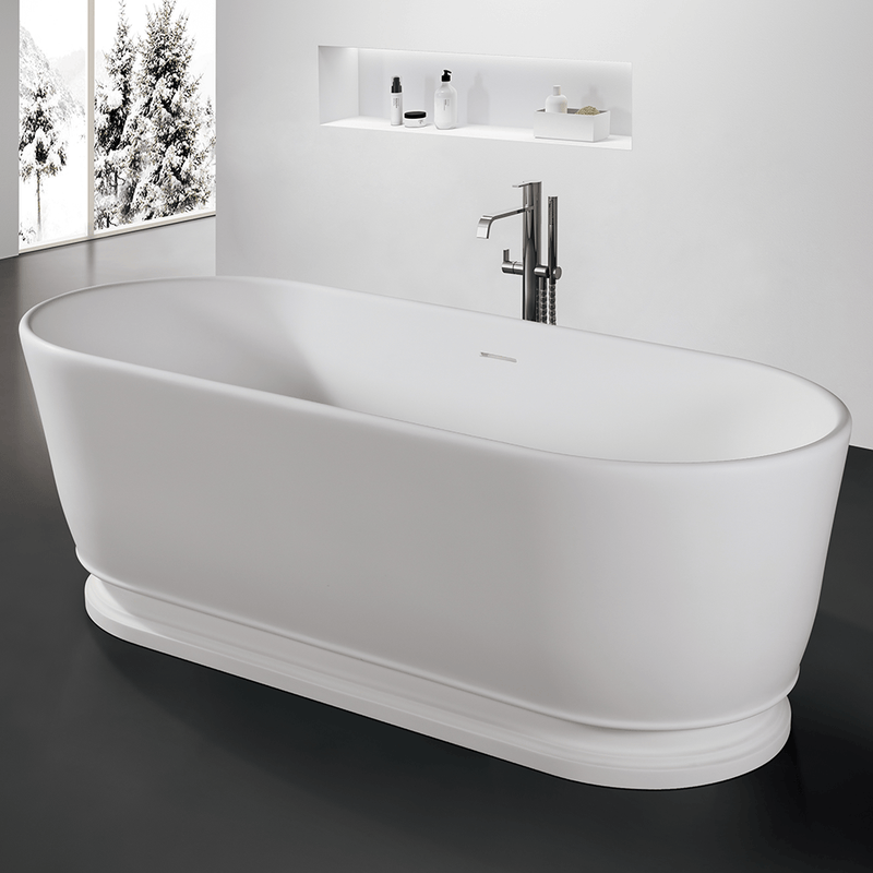 Magnus 137811 63" Vangeson Solid Surface Stone Resin Freestanding Pedestal Bathtub
