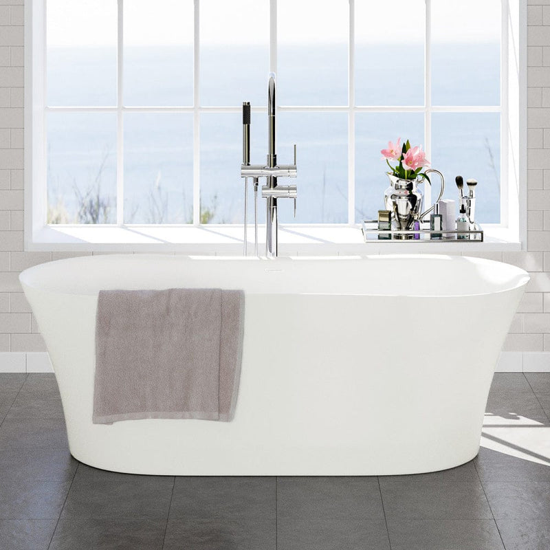 Magnus 132414 64" Standish Solid Surface Stone Resin Freestanding Bathtub
