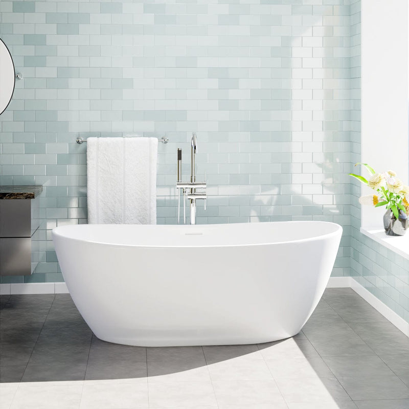 Magnus 110074 65" Gage Solid Surface Stone Resin Freestanding Bathtub