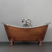 Magnus 139031 66" Forhaster Antique Copper Clawfoot Double-Slipper Tub - Nickel Interior - view 4