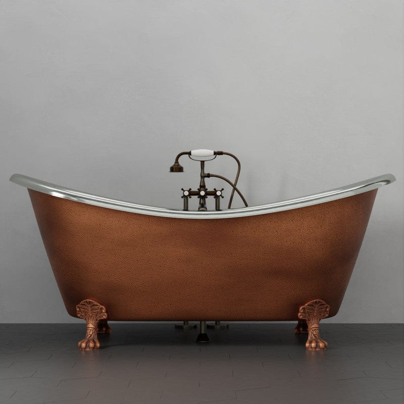 Magnus 139031 66" Forhaster Antique Copper Clawfoot Double-Slipper Tub - Nickel Interior - view 4