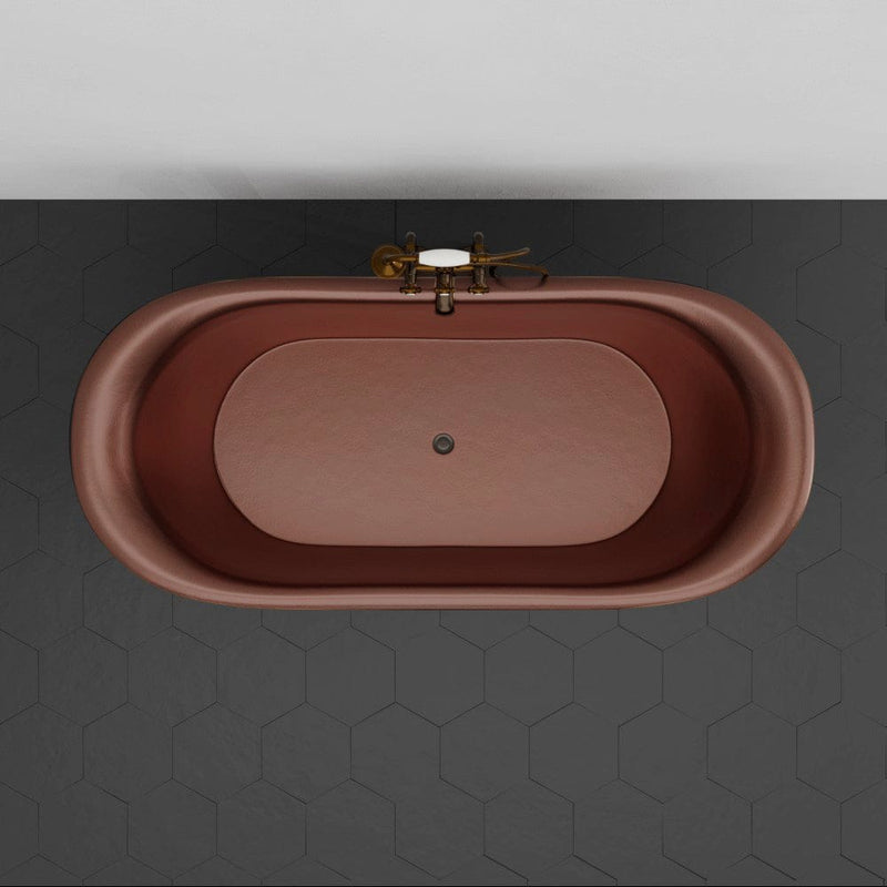 Magnus 157425 66" Hayward Hammered Copper Double Slipper Pedestal Tub with Copper Rivets