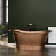 Magnus 157425 66" Hayward Hammered Copper Double Slipper Pedestal Tub with Copper Rivets