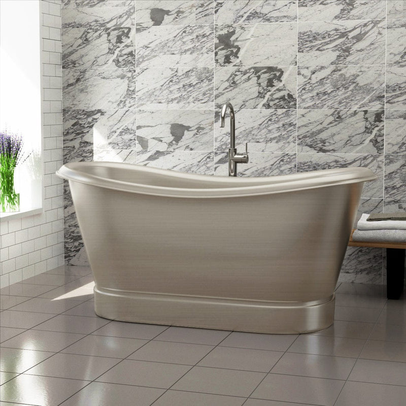 Magnus 157427 66" Heis Double Slipper Copper Pedestal Tub - Satin Nickel