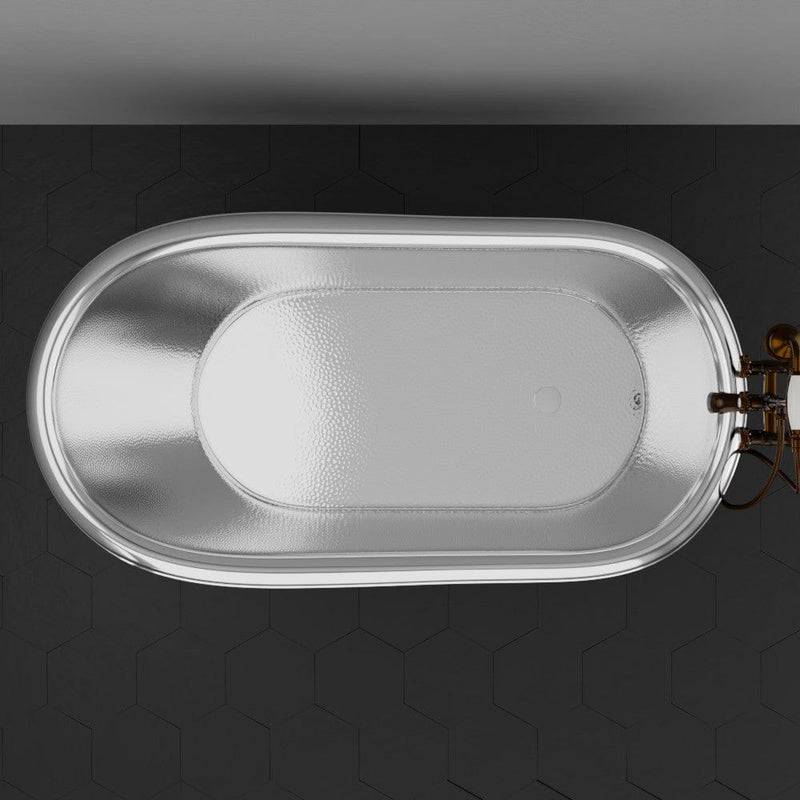 Magnus 157428 66" Jadaro Single Slipper Copper Clawfoot Tub with Rolled Rim - Polished Nickel Interior with Antique Copper Exterior