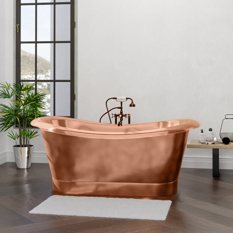 Magnus 139009 66" Monrovia Copper Double-Slipper Roll-Top Pedestal Tub