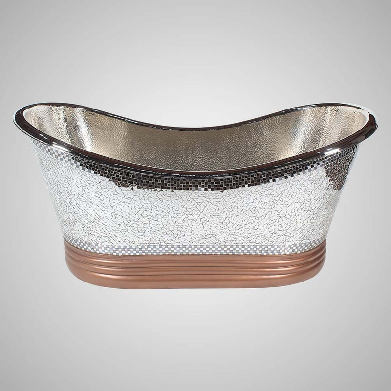 Magnus 139015 66" Pomona Copper Double-Slipper Mosaic Nickel-Plated Tub - view 2