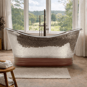 Magnus 139015 66" Pomona Copper Double-Slipper Mosaic Nickel-Plated Tub