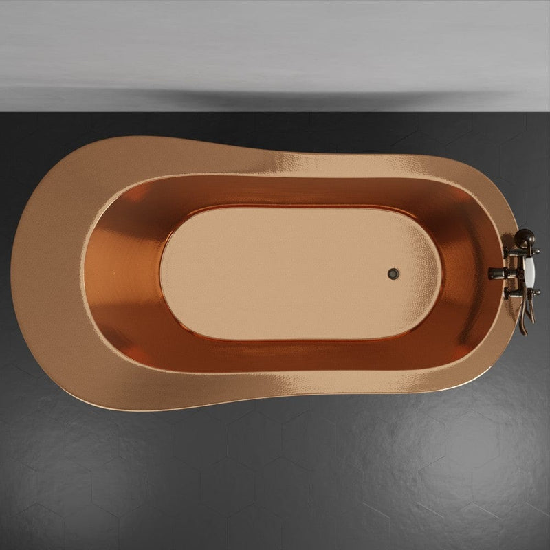 Magnus 139018 66" Walden Hammered Antique Copper Slipper Clawfoot Tub - Polished Interior