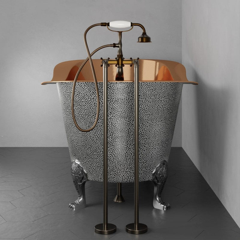 Magnus 139018 66" Walden Hammered Antique Copper Slipper Clawfoot Tub - Polished Interior