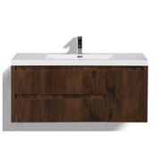 Moreno Bath JAD48L Jade 48" Floating Bathroom Vanity Set with Reinforced Acrylic Single Sink Top (Left Drawer) - Rosewood