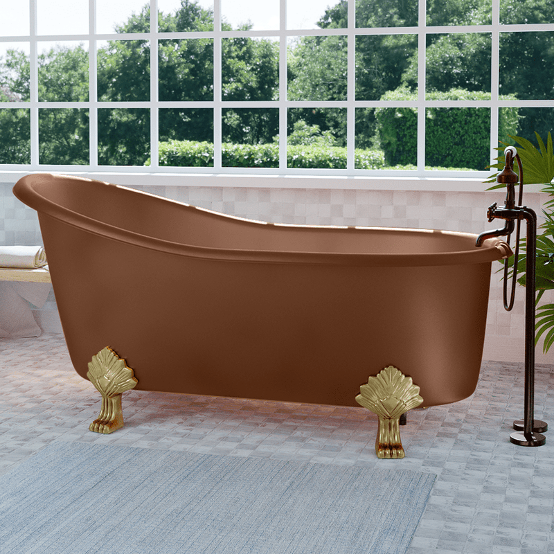 Magnus 117093 67" Allons Copper Slipper Clawfoot Tub - Lion Feet