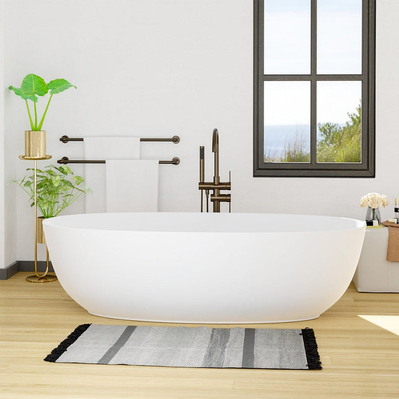 Magnus 141015 67" Razen Solid Surface Stone Resin Freestanding Bathtub