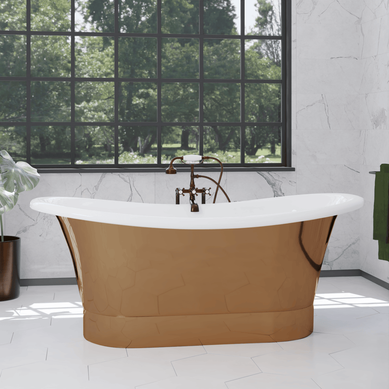 Magnus 150721 68" Tanner Copper Double Slipper Smooth Bathtub