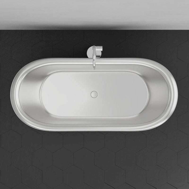 Magnus 157424 70" Gibbon Double Slipper Copper Freestanding Tub - Satin Nickel Interior with Black Exterior