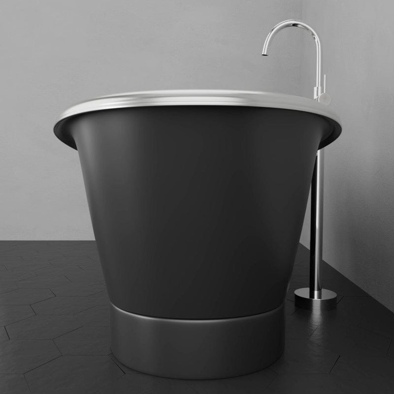 Magnus 157424 70" Gibbon Double Slipper Copper Freestanding Tub - Satin Nickel Interior with Black Exterior