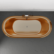 Magnus 117090 70" Kalida Antique Black Copper Double-Slipper Roll-Top Pedestal Tub - Polished Interior - view 4