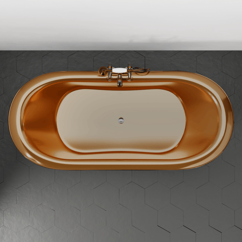 Magnus 117090 70" Kalida Antique Black Copper Double-Slipper Roll-Top Pedestal Tub - Polished Interior - view 4