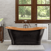 Magnus 117090 70" Kalida Antique Black Copper Double-Slipper Roll-Top Pedestal Tub - Polished Interior