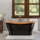 Magnus 117090 70" Kalida Antique Black Copper Double-Slipper Roll-Top Pedestal Tub - Polished Interior