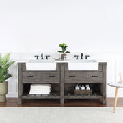 Vinnova 701672-CR-GW Villareal 72" Double Vanity in Classical Grey with Composite Stone Top in White, White Farmhouse Basin - view 2