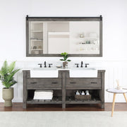 Vinnova 701672-CR-GW Villareal 72" Double Vanity in Classical Grey with White Farmhouse Basin