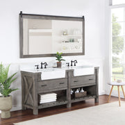 Vinnova 701672-CR-GW Villareal 72" Double Vanity in Classical Grey with Composite Stone Top in White, White Farmhouse Basin - view 11