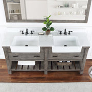 Vinnova 701672-CR-GW Villareal 72" Double Vanity in Classical Grey with Composite Stone Top in White, White Farmhouse Basin - view 10