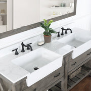 Vinnova 701672-CR-GW Villareal 72" Double Vanity in Classical Grey with Composite Stone Top in White, White Farmhouse Basin - view 5