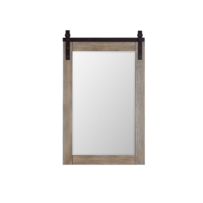 Vinnova 701724-MIR-CR Cortes 24" Rectangular Bathroom Vanity Barndoor Wall Mount Mirror in Grey