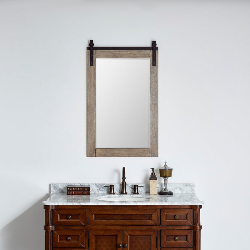 Vinnova 701724-MIR-CR Cortes 24" Rectangular Bathroom Vanity Barndoor Wall Mount Mirror in Grey