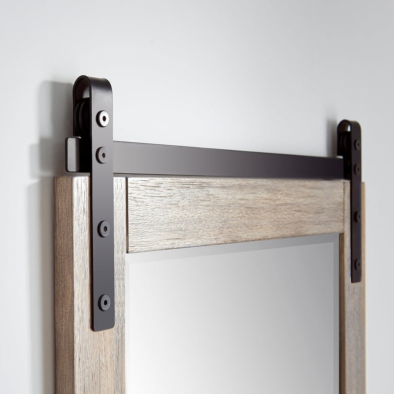 Vinnova 701724-MIR-CR Cortes 24" Rectangular Bathroom Vanity Barndoor Wall Mount Mirror in Grey