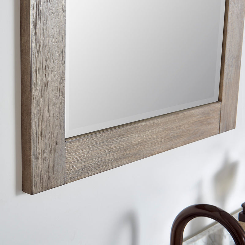 Vinnova 701724-MIR-CR Cortes 24" Rectangular Bathroom Vanity Barndoor Wall Mount Mirror in Grey