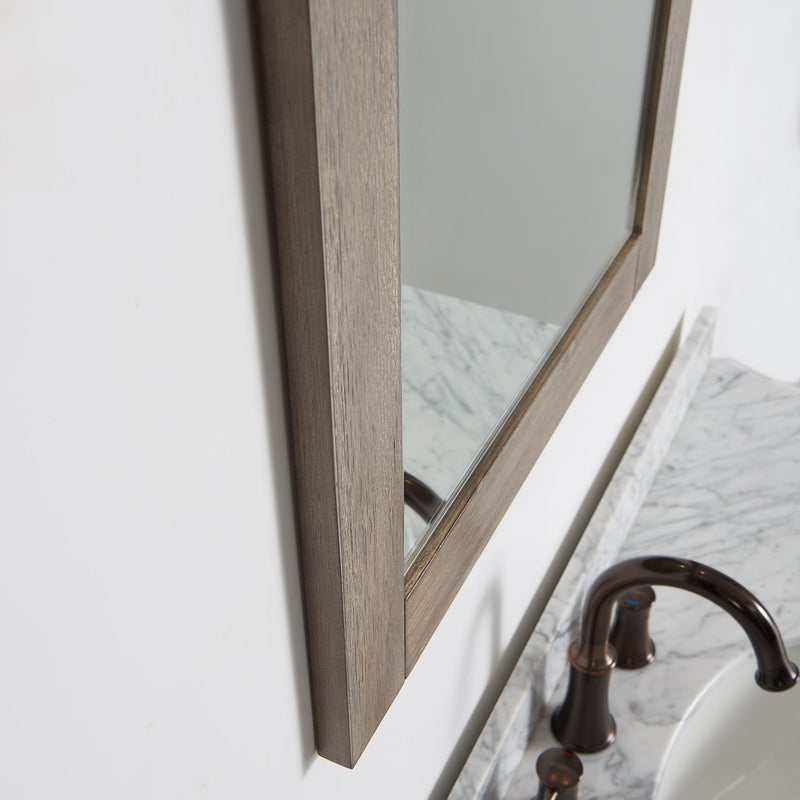 Vinnova 701724-MIR-CR Cortes 24" Rectangular Bathroom Vanity Barndoor Wall Mount Mirror in Grey