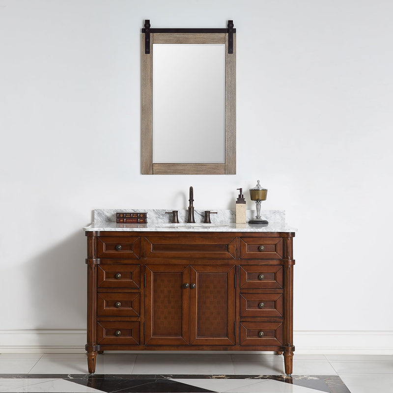 Vinnova 701724-MIR-CR Cortes 24" Rectangular Bathroom Vanity Barndoor Wall Mount Mirror in Grey