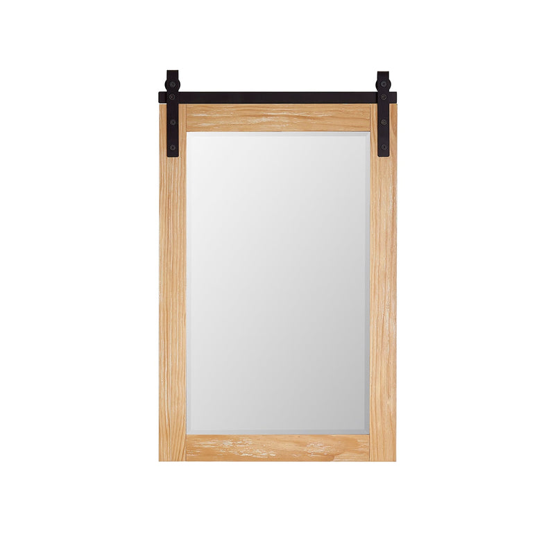 Vinnova 701724-MIR-WP Cortes 24" Rectangular Bathroom Vanity Barndoor Wall Mount Mirror in Pine