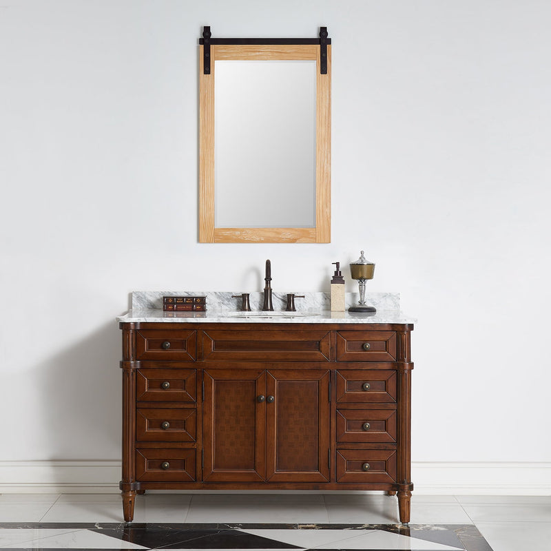 Vinnova 701724-MIR-WP Cortes 24" Rectangular Bathroom Vanity Barndoor Wall Mount Mirror in Pine