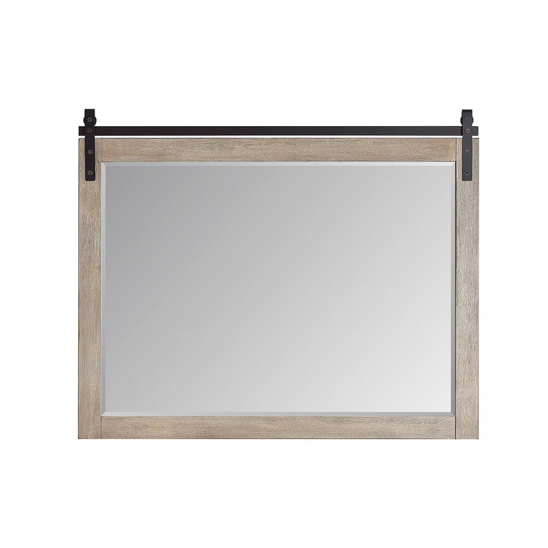 Vinnova 701748-MIR-CR Cortes 48" Rectangular Bathroom Vanity Barndoor Wall Mount Mirror in Grey