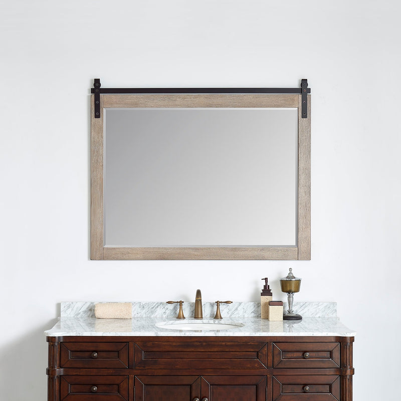 Vinnova 701748-MIR-CR Cortes 48" Rectangular Bathroom Vanity Barndoor Wall Mount Mirror in Grey