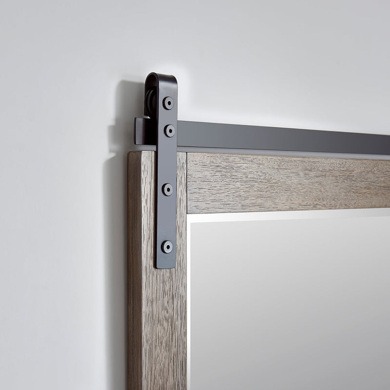 Vinnova 701748-MIR-CR Cortes 48" Rectangular Bathroom Vanity Barndoor Wall Mount Mirror in Grey