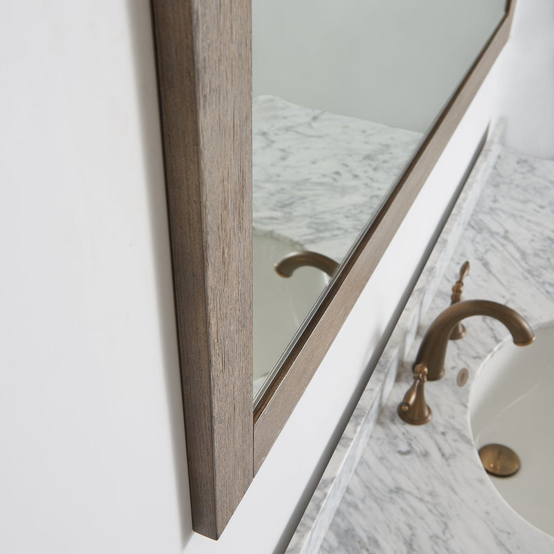 Vinnova 701748-MIR-CR Cortes 48" Rectangular Bathroom Vanity Barndoor Wall Mount Mirror in Grey