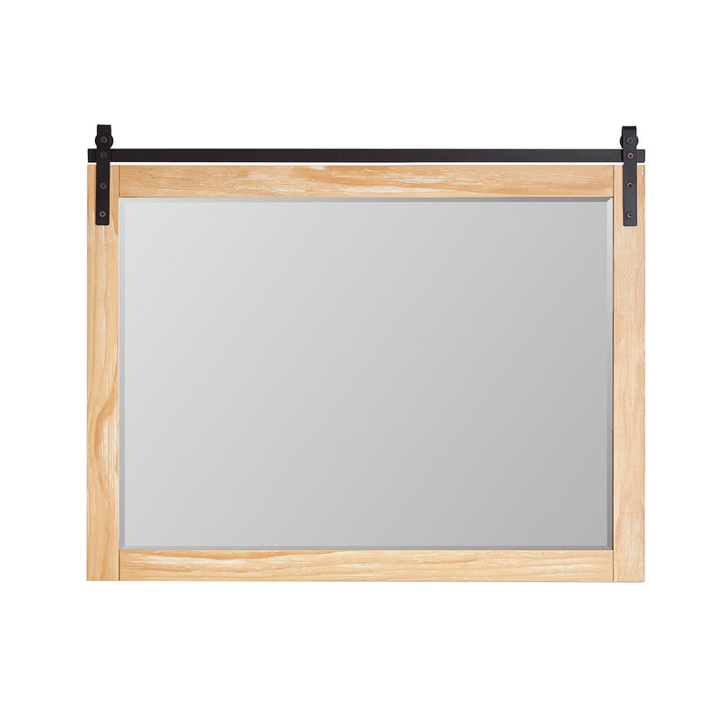 Vinnova 701748-MIR-WP Cortes 48" Rectangular Bathroom Vanity Barndoor Wall Mount Mirror in Pine