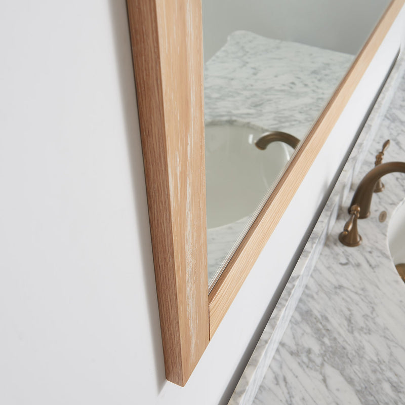 Vinnova 701748-MIR-WP Cortes 48" Rectangular Bathroom Vanity Barndoor Wall Mount Mirror in Pine