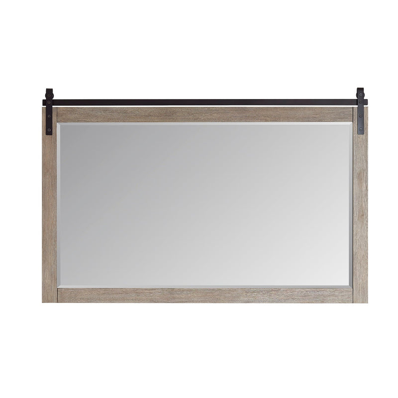 Vinnova 701760-MIR-CR Cortes 60" Rectangular Bathroom Vanity Barndoor Wall Mount Mirror in Grey