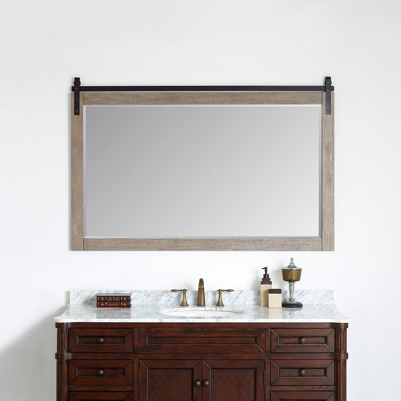 Vinnova 701760-MIR-CR Cortes 60" Rectangular Bathroom Vanity Barndoor Wall Mount Mirror in Grey