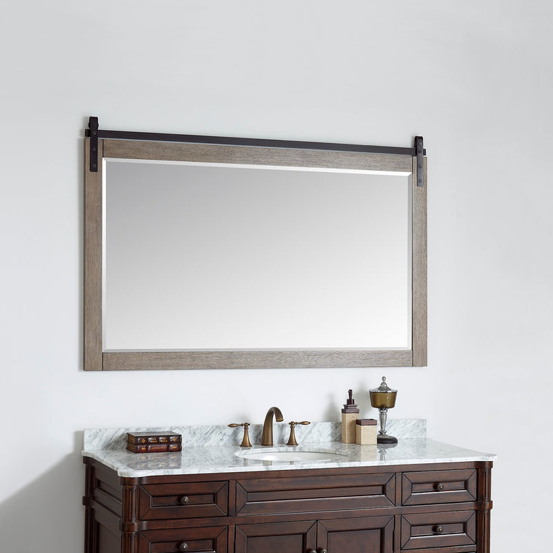 Vinnova 701760-MIR-CR Cortes 60" Rectangular Bathroom Vanity Barndoor Wall Mount Mirror in Grey
