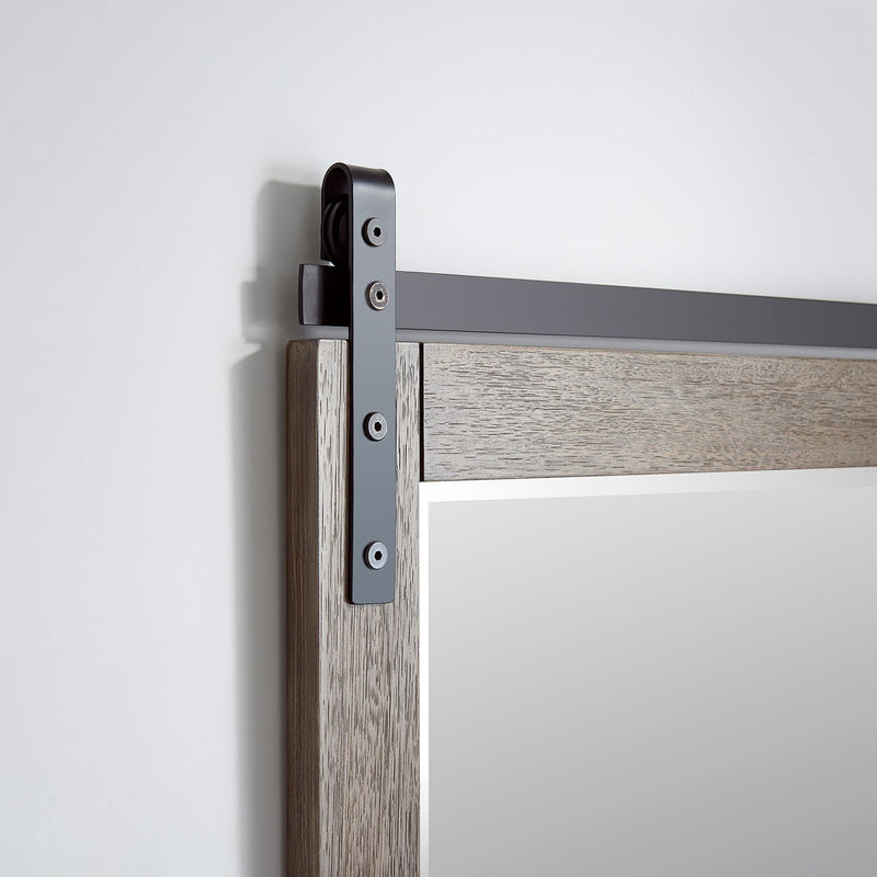 Vinnova 701760-MIR-CR Cortes 60" Rectangular Bathroom Vanity Barndoor Wall Mount Mirror in Grey