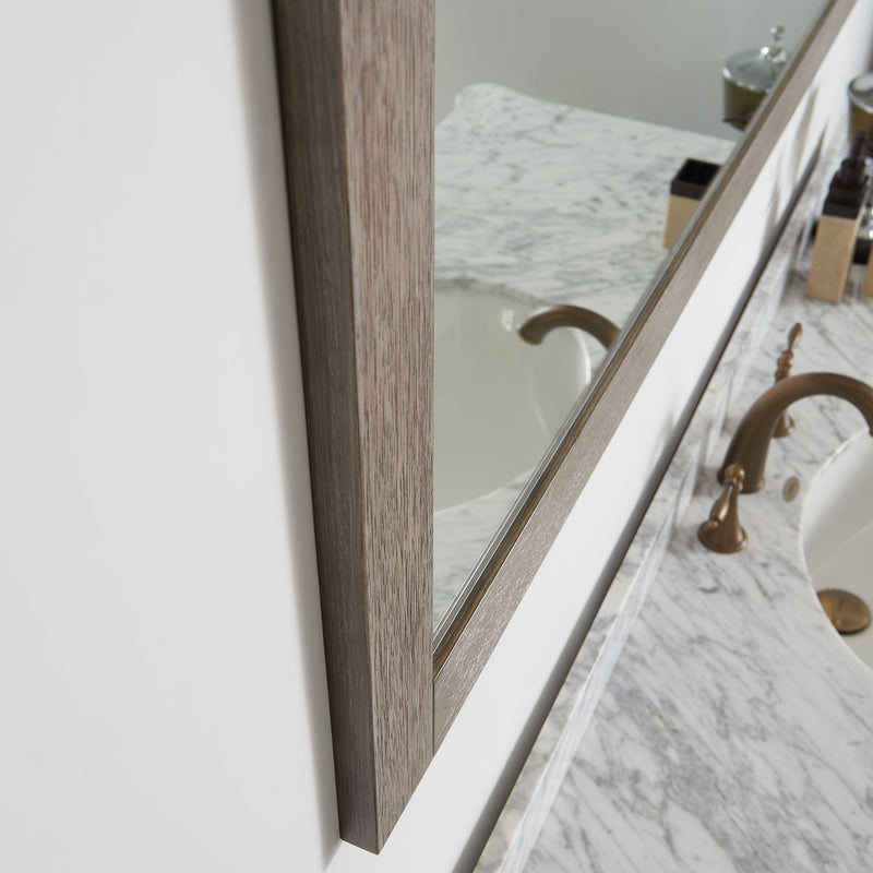 Vinnova 701760-MIR-CR Cortes 60" Rectangular Bathroom Vanity Barndoor Wall Mount Mirror in Grey